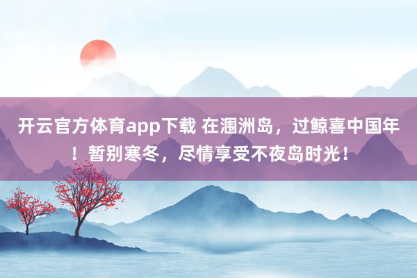 开云官方体育app下载 在涠洲岛,过鲸喜中国年!暂别寒冬,尽情享受不夜岛时光!