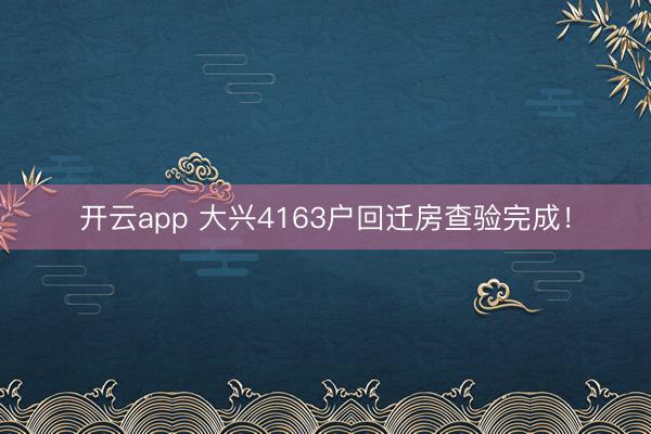 开云app 大兴4163户回迁房查验完成!