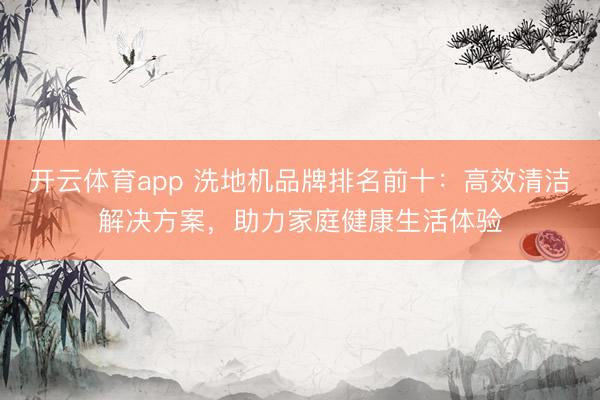 开云体育app 洗地机品牌排名前十：高效清洁解决方案，助力家庭健康生活体验