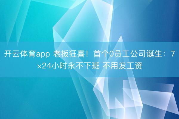 开云体育app 老板狂喜!首个0员工公司诞生:7×24小时永不下班 不用发工资