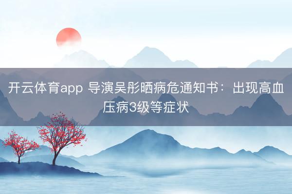 开云体育app 导演吴彤晒病危通知书：出现高血压病3级等症状