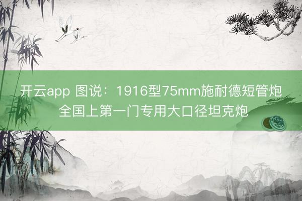 开云app 图说：1916型75mm施耐德短管炮 全国上第一门专用大口径坦克炮