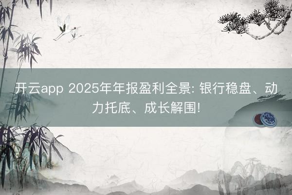 开云app 2025年年报盈利全景: 银行稳盘、动力托底、成长解围!