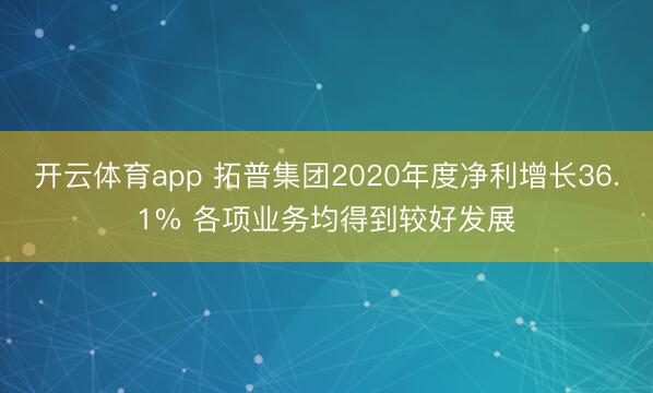 开云体育app 拓普集团2020年度净利增长36.1% 各项业务均得到较好发展