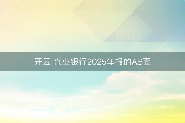 开云 兴业银行2025年报的AB面