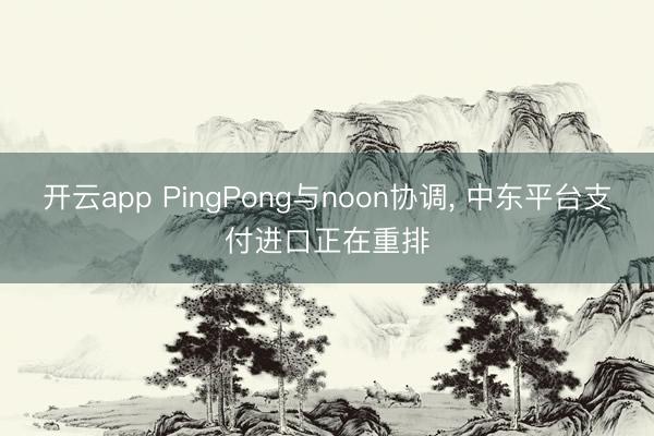 开云app PingPong与noon协调, 中东平台支付进口正在重排