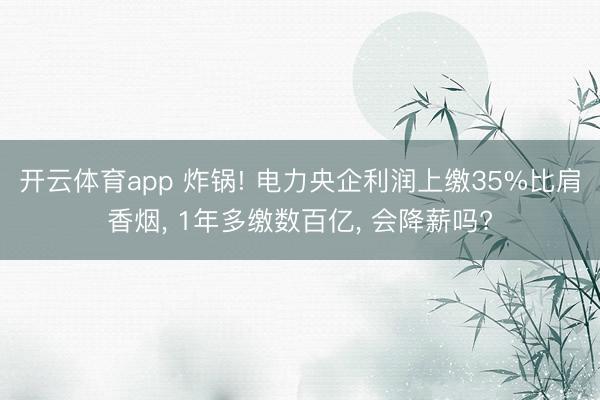 开云体育app 炸锅! 电力央企利润上缴35%比肩香烟， 1年多缴数百亿， 会降薪吗?