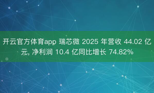 开云官方体育app 瑞芯微 2025 年营收 44.02 亿元, 净利润 10.4 亿同比增长 74.82%