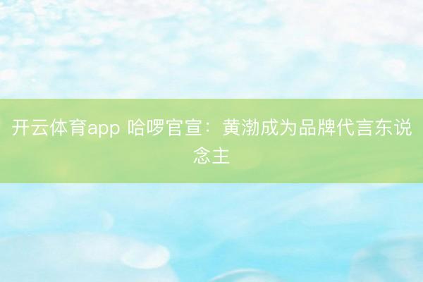 开云体育app 哈啰官宣：黄渤成为品牌代言东说念主