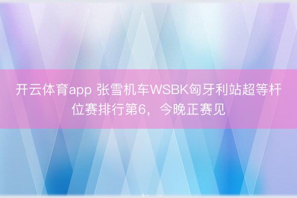 开云体育app 张雪机车WSBK匈牙利站超等杆位赛排行第6，今晚正赛见